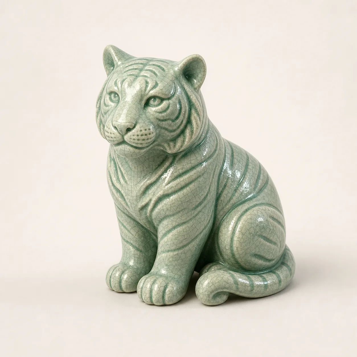 AI-generated celadon tiger 3D model example